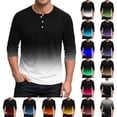thumbnail image 1 of FRSASU Mens Henley 3/4 Sleeve T-Shirt 3 Button Jersey Baseball Tees Gradient Color Spring Summer Casual Pullover Tops Yellow, 1 of 5