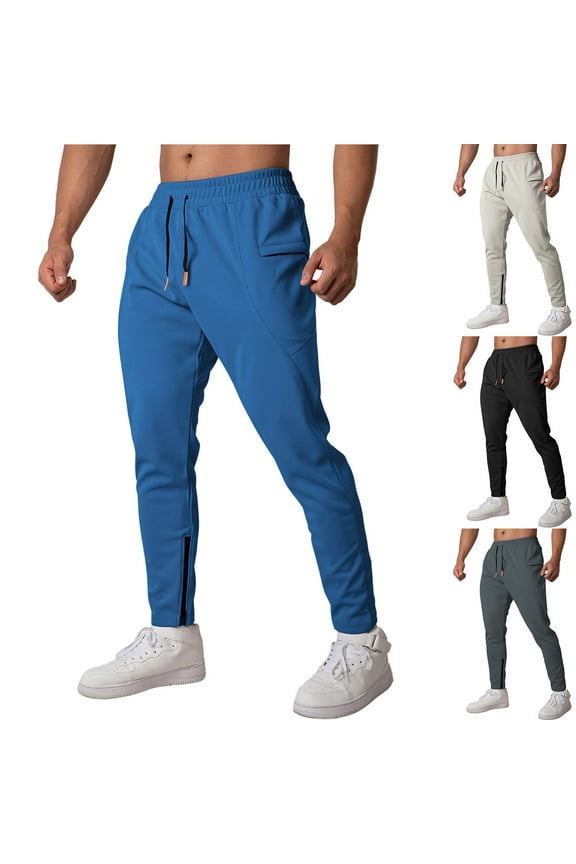 Mens Joggers Lightweight Athletic Hiking Pants Running Gym Sweatpants tapered pants with Pockets Gray