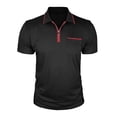 thumbnail image 1 of FRSASU Mens Knit Polo Shirts Zipper Polo Shirts Short Sleeve Casual Lightweight Golf Shirt with Chest Pockets Black, 1 of 6