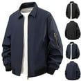 thumbnail image 1 of FRSASU Mens Lightweight Full Zip Sports Jacket Lapel Solid Color Running Fitness Long Sleeve Coat with Inner Pocket Navy, 1 of 7