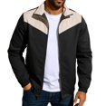 thumbnail image 1 of FRSASU Mens Lightweight Jacket Stand up Collar Casual Bomber Jacket Color Block Varsity Coat Khaki, 1 of 9