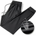 thumbnail image 1 of FRSASU Mens Lightweight Thin Sweatpants with Zipper Pockets Drawstring Open Bottom Mesh Athletic Pants for Running Black, 1 of 3