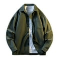 thumbnail image 1 of FRSASU Mens Lightweight Twill Jacket Lapel Button Down Long Sleeve Shacket Casual Fall Work Stylish Jackets with Pocket Army Green, 1 of 9
