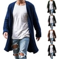 thumbnail image 1 of FRSASU Mens Long Cardigan Sweater Casual Cable Knit V Neck Shawl Collar Open Front Ribbed Long Fall Winter Sweaters Blue, 1 of 4