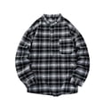 thumbnail image 1 of FRSASU Mens Long Sleeve Button Down Shirts Casual Plaid Shirt with Practical Pockets Comfortable and Soft Tops Shirts Black, 1 of 9