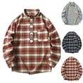 thumbnail image 1 of FRSASU Mens Long Sleeve Button Down Shirts Casual Plaid Shirt with Practical Pockets Comfortable and Soft Tops Shirts Red, 1 of 9