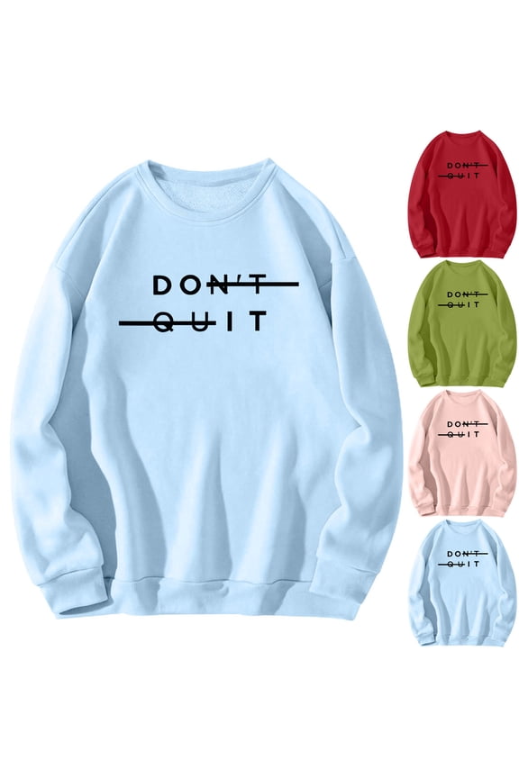 Mens Long Sleeve Shirt Dont Quit Sweatshirt Crewneck Fashion Pullover Shirts Sky Blue-A