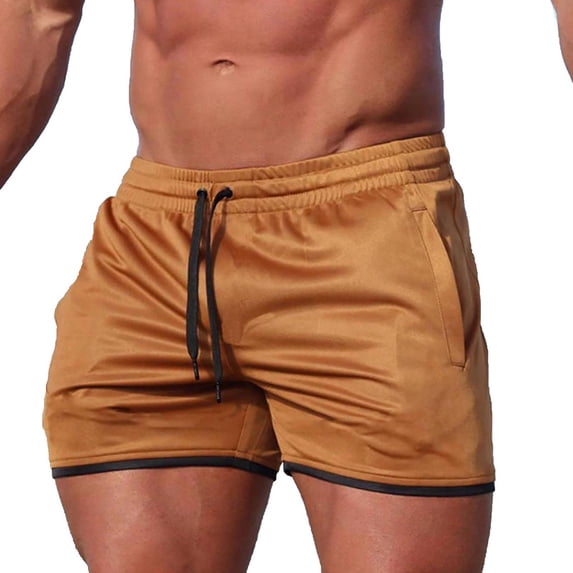 FRSASU Mens Mesh Running Shorts 3 Inch Quick Dry Lightweight Gym Workout Athletic Shorts for Men with Pockets Khaki