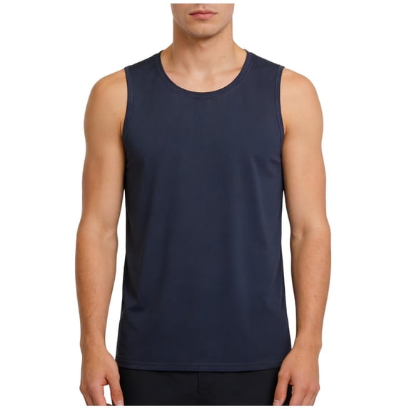 FRSASU Mens Muscle Tank Tops Quick Dry Breathable Running Sleeveless Workout Summer Athletic Tee Tops Navy