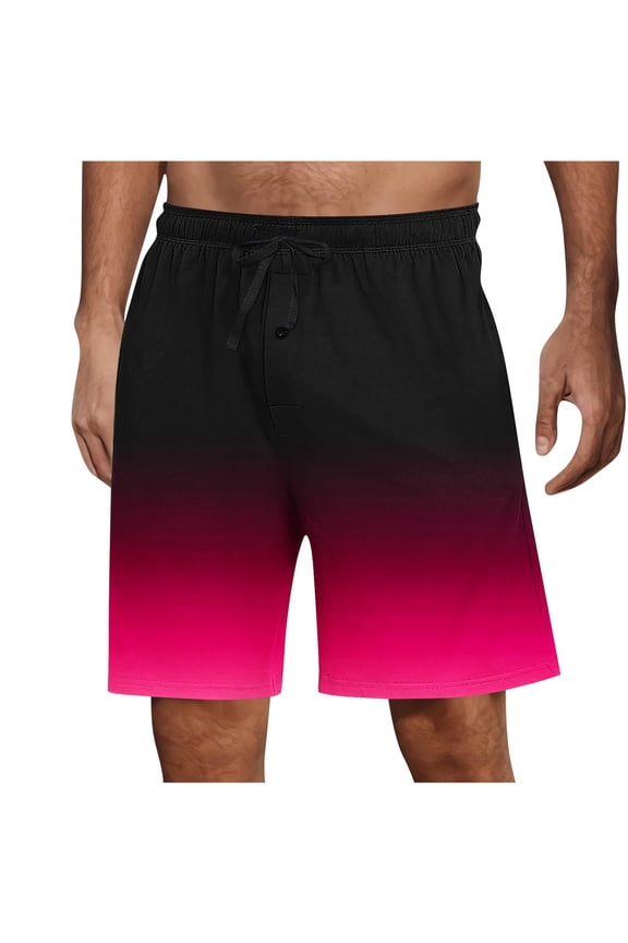 Mens No Liner Gradient Swim Trunks Quick Dry 9 Inch with Pockets Bathing Suits for Men Lineless Swim Shorts Hot Pink