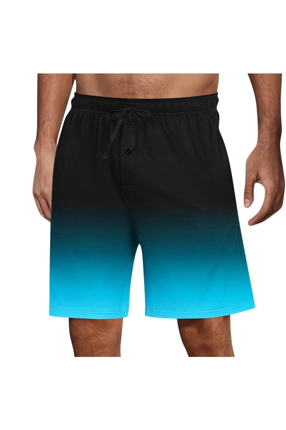Mens No Liner Gradient Swim Trunks Quick Dry 9 Inch with Pockets Bathing Suits for Men Lineless Swim Shorts Sky Blue