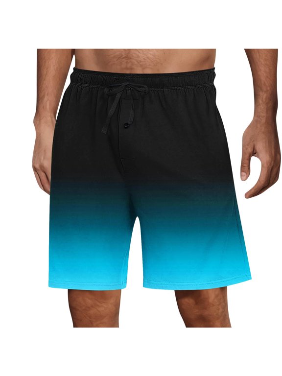 Mens No Liner Gradient Swim Trunks Quick Dry 9 Inch with Pockets Bathing Suits for Men Lineless Swim Shorts Sky Blue