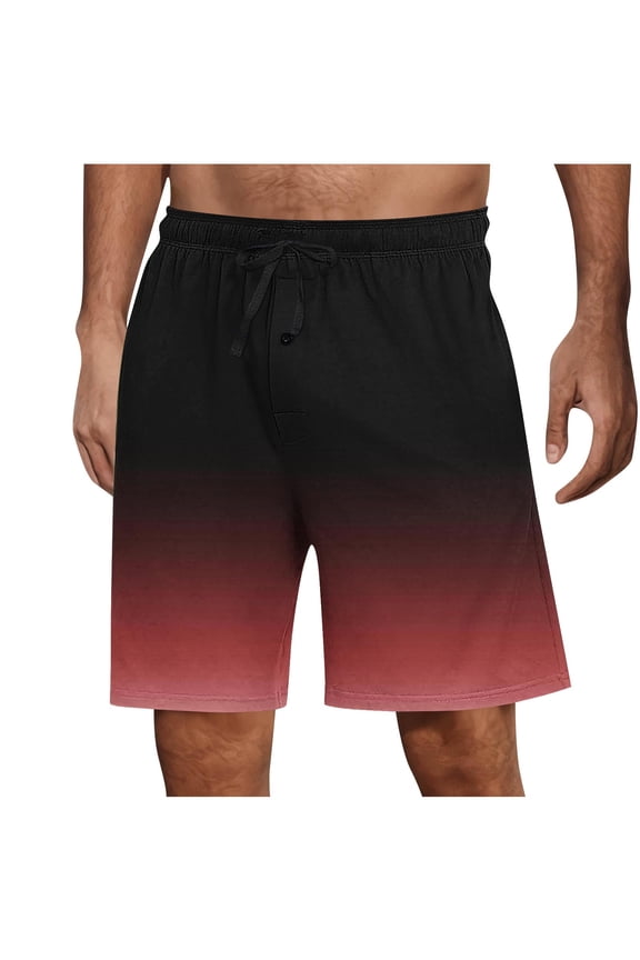 Mens No Liner Gradient Swim Trunks Quick Dry 9 Inch with Pockets Bathing Suits for Men Lineless Swim Shorts Watermelon Red