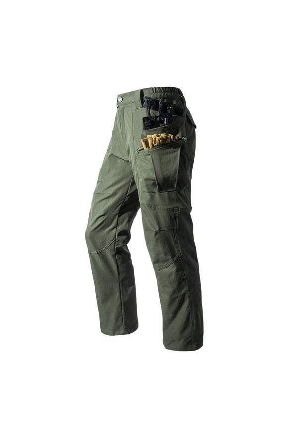 Mens Outdoors Hiking Pants Lightweight Water Resistant Breathable Nylon Cargo Pants with Muti Tool Pockets Green