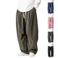 thumbnail image 1 of FRSASU Mens Oversized Harem Pants Loose Straight Trousers Male Streetwear Wide Leg Pants Pink, 1 of 8
