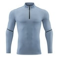 thumbnail image 1 of FRSASU Mens Quarter Zip Tight Top Long Sleeve Solid Color T Shirts for Men Sports and Fitness Lightweight Casual Top Light Blue, 1 of 6