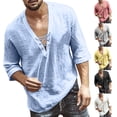thumbnail image 1 of FRSASU Mens Retro Lace Up Pure Cotton Linen Like Versatile Breathable Lightweight Beach Summer Hippie Boho Shirts Yellow, 1 of 5