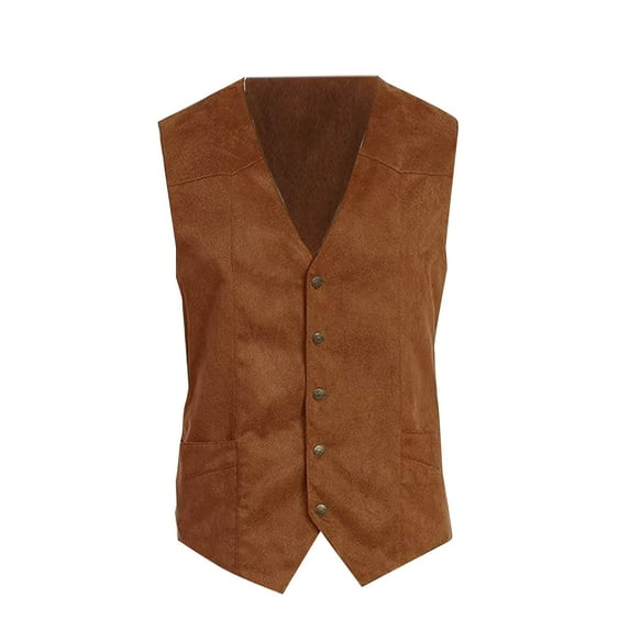 FRSASU Mens Retro Suit Vest Wool Regular Fit Single-Breasted Waistcoat V-Neck for Jacket Brown