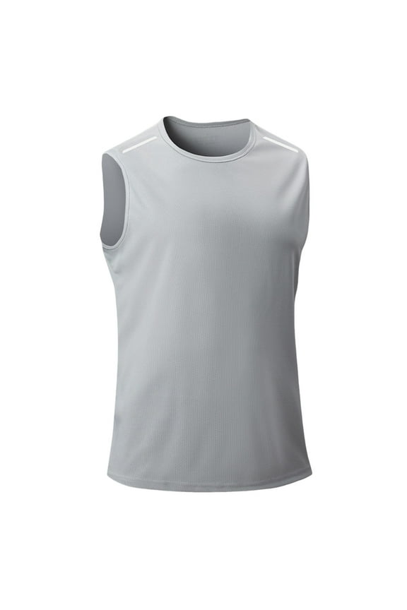 Men's Mesh Active Athletic Tech Tank Top - Workout & Training Activewear (Available in Big & Tall) Gray