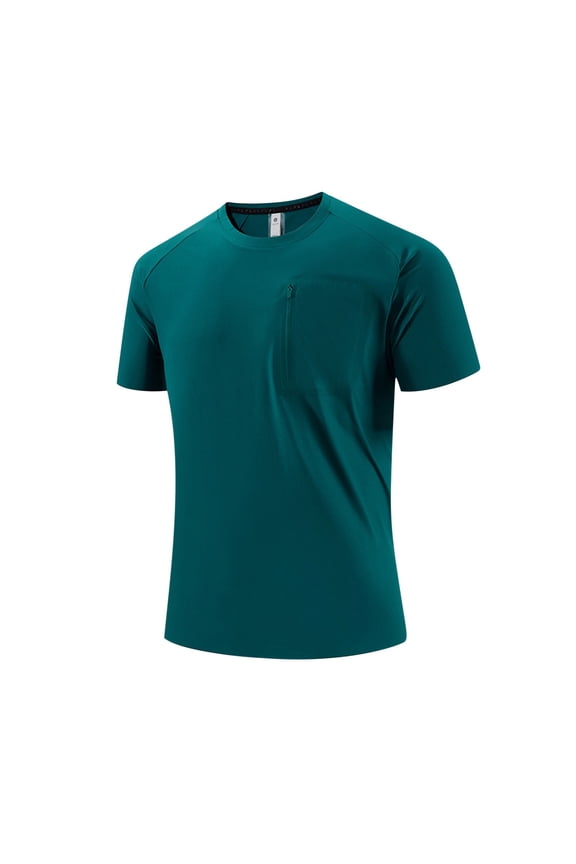 Mens Shirts Loose Casual Sports Seamless Top Men's Cool and Breathable Short Sleeved Round Neck Top/shirt Green M