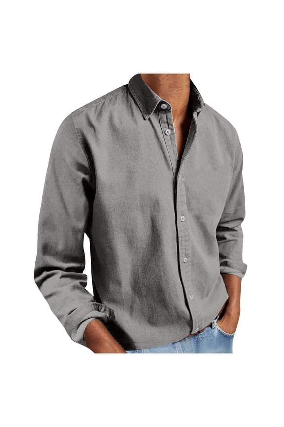Mens Shirts | Cotton Long Sleeve Shirts for Men | Button Down Shirt Men | Oxford Mens Dress Shirt Business Prom Party Wedding Gray