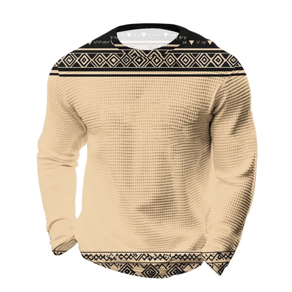 FRSASU Mens Shirts Spring Long Sleeve Crewneck Tops Casual Ethnic Retro Print Pullover Shirt Multicolor-F
