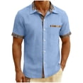 thumbnail image 1 of FRSASU Mens Short Sleeve Shirt Button Down Casual Summer Beach Shirts Vacation Wedding Tops with Pocket Light Blue, 1 of 7