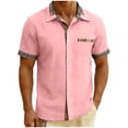 thumbnail image 1 of FRSASU Mens Short Sleeve Shirt Button Down Casual Summer Beach Shirts Vacation Wedding Tops with Pocket Pink, 1 of 7