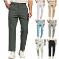 thumbnail image 1 of FRSASU Mens Slacks Straight Fit Golf Pants Elastic Waist Dress Pants Lightweight Stretch Casual Business Work with Pockets White, 1 of 5