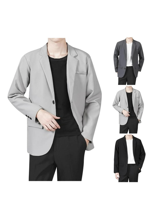 Mens Slim Fit Suits Jacket Shawl Collar Solid Jacket Wedding Dinner Prom Single Breasted Suit Jacket Gray