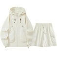 thumbnail image 1 of FRSASU Mens Solid Basic Long Sleeve Loose Hoodie Sweatshirt Drawstring Elastic Waist Shorts Set Beige, 1 of 9