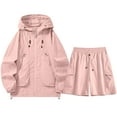 thumbnail image 1 of FRSASU Mens Solid Basic Long Sleeve Loose Hoodie Sweatshirt Drawstring Elastic Waist Shorts Set Pink, 1 of 9