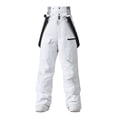 thumbnail image 1 of FRSASU Mens Solid Winter Thick Warm Skiing Pants Windproof Waterproof Suspender Trousers Snow Snowboard Pants White, 1 of 7