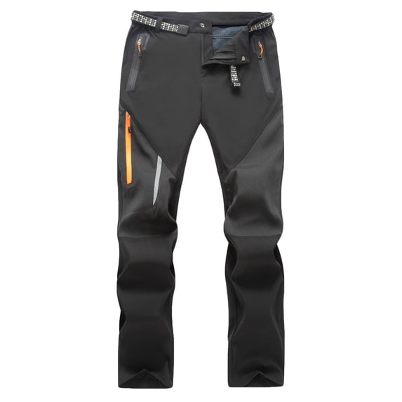 FRSASU Mens Splicing Colors Fleece Outdoor Quick Dry Hiking Pants Winter Spring Elastic Casual Sport Camping Trousers Black