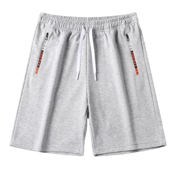 FRSASU Mens Sweat Shorts 7" Above Knee Workout Gym Shorts Lounge Shorts with Zipper Pockets Gray