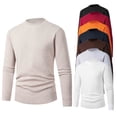 thumbnail image 1 of FRSASU Mens Sweater Solid Color Long Sleeve Basic Tops Casual Pullovers Warm Knitwear Sweater White, 1 of 4
