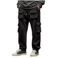 thumbnail image 1 of FRSASU Mens Sweatpants, Fleece Cargo Joggers for Men with Muti Pockets Black, 1 of 6