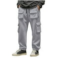 thumbnail image 1 of FRSASU Mens Sweatpants, Fleece Cargo Joggers for Men with Muti Pockets Gray, 1 of 6