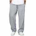 thumbnail image 1 of FRSASU Mens Sweatpants Waffle Knit Elastic Waist Drawstring Baggy Front Pleated Straight Leg Pants with Pockets Gray, 1 of 6