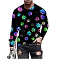 thumbnail image 1 of FRSASU Mens Sweatshirt Colorful Animal Paw Printed Round Neck Shirt Mens Long Sleeve Casual Pullover Top Multicolor-X, 1 of 5