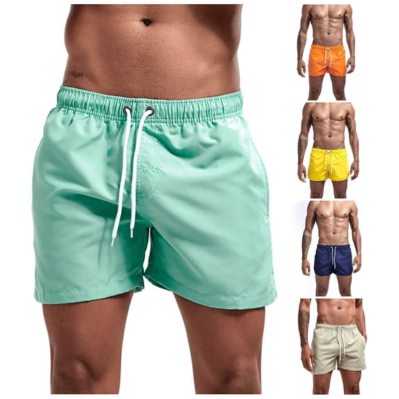 FRSASU Mens Swim Trunks 4 Inch with Elastic Waist, Quick Dry Mens Bathing Suit, Swim Shorts for Swimming and Beach Yellow