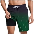 thumbnail image 1 of FRSASU Mens Swim Trunks with Compression Liner 5 inch Inseam Quick Dry 2 in 1 Tropical Graphic Swimming Board Shorts Beach with Zipper Pockets Green, 1 of 6