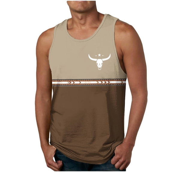 FRSASU Mens Tank Tops Beach Summer Casual Moisture Wicking Sleeveless Shirts Graphic Cotton Tank Tops for Men Gym Workout Coffee