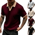 thumbnail image 1 of FRSASU Mens Textured Knit Polo Shirts Collared Contrast Color Stretchy Golf Shirts Summer Daily Going Out Blouse White, 1 of 5