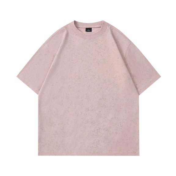 FRSASU Mens Tops 100% Cotton Short Sleeve Tee Solid Color Summer Casual Round Neck T Shirts Pink XL