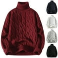 thumbnail image 1 of FRSASU Mens Turtleneck Sweaters Fall Winter Thick Twists Ribbed Knit Loose Fit Chunky thermal Cable Pullover Knitwear White, 1 of 7