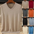 thumbnail image 1 of FRSASU Mens V-Neck Knitted Sweater Vest Solid Plain Sleeveless Pullover Knitwear Loose Fit All Match Sweater Tops Sky Blue, 1 of 4