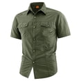 thumbnail image 1 of FRSASU Mens Vintage Shirts for Summer Outdoor Quick Dry Tees Button Down Shirt Short Sleeve Tshirt Stretchy T-shirts Army Green-A, 1 of 9