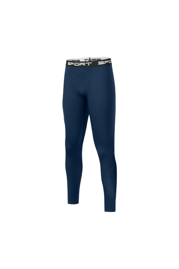 Mens Winter Fleece Running Pants Warm Tight Sportswear High Elasticity Fitness Suit Outdoor Activities Gym Wear Navy