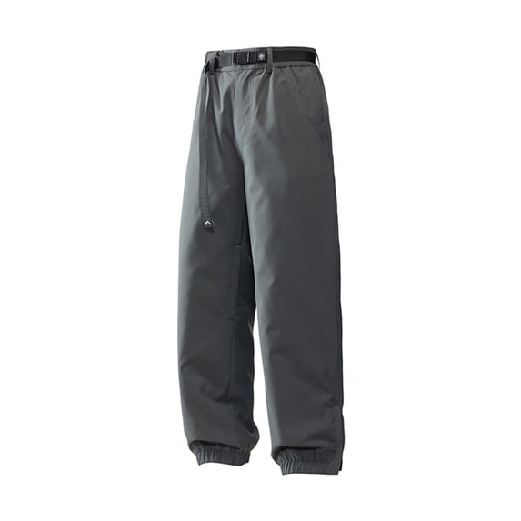 FRSASU Mens Winter Thick Warm Skiing Pants Windproof Waterproof Suspender Snowboard Pants Gray